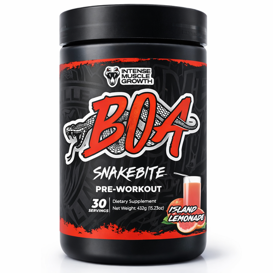 BOA Snakebite Pre Workout Powder - Island Lemonade Flavor | Energy Focus & Performance Support | 30 Servings