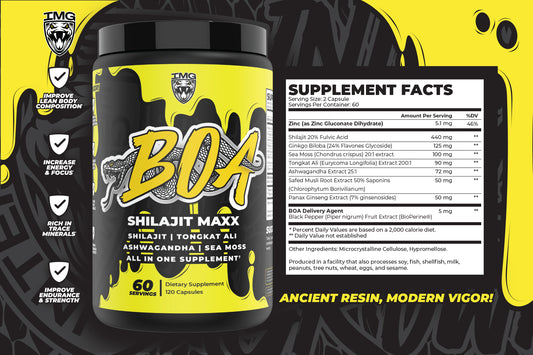 BOA Shilajit Maxx – Energy, Strength & Vitality Support | With Shilajit, Tongkat Ali, Ashwagandha & Sea Moss | 60 Servings